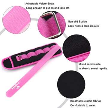 Ankle Weights for Women, Men and Kids - 1.5 LBS x 2 Strength Training Wrist/Leg/Arm Weight with Adjustable Strap for Jogging, Gymnastics, Aerobics, Physical Therapy (Purple)