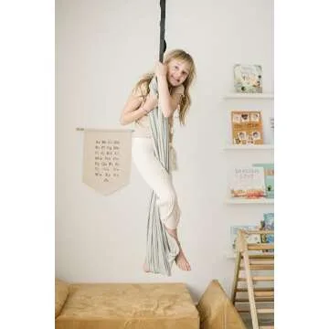 Marlowe & Co Double Layer Cotton Sensory Therapy Compression Swing for Children, Holds 200 lbs, 360° Swivel Hardware Included (Stone)