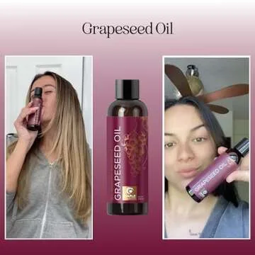 Pure Grapeseed Oil for Skin Care - Cold Pressed Grape Seed Oil Liquid for Skin with Moisturizing Car...