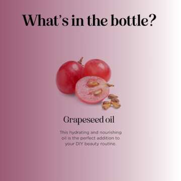 Pure Grapeseed Oil for Skin Care - Cold Pressed Grape Seed Oil Liquid for Skin with Moisturizing Carrier Oil for Essential Oils Mixing - Natural Vitamin E Anti Aging Body Oil for Dry Skin and Hair