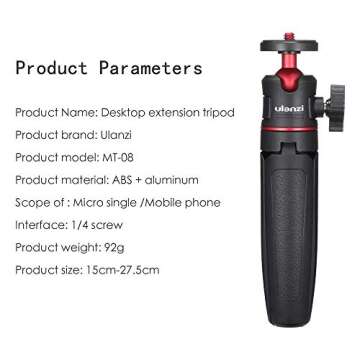 ULANZI MT-08 Extension Rod Tripod Mini Selfie Stick Tripod Stand Handle Grip for iPhone 11 Pro Max S...