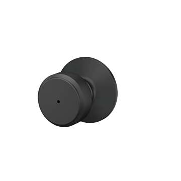 Schlage F40 BWE 622 Bowery Door Knob, Bed & Bath Privacy Lock, Matte Black