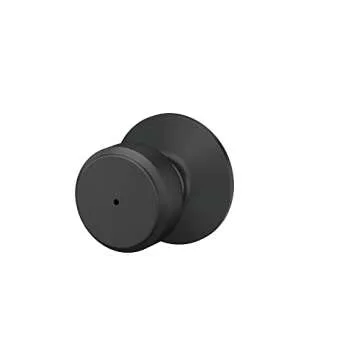 Schlage F40 BWE 622 Bowery Door Knob, Bed & Bath Privacy Lock, Matte Black