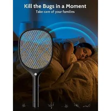 YISSVIC Electric Fly Swatter Bug Zapper Racket Rechargeable Mosquito Killer LED Light for Indoor Home Office Backyard Patio Camping