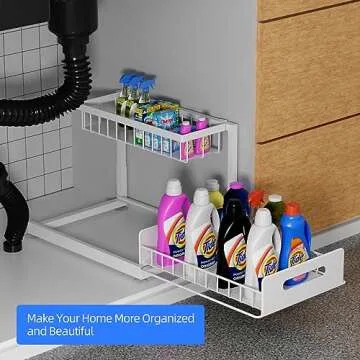 Printrest 2-Tier Sliding Drawer Organizer for Kitchen and Bathroom