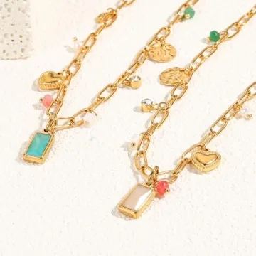 Sundurich Gold Birthstone Necklace for Women 14K Plated