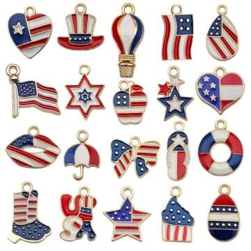Godtemrow 2Pcs 4th of July Belly Button Rings American Flag Dangle Star for Women 14G 316L Stainless Steel Hypoallergenic Belly Piercing Jewelry (National Flag)