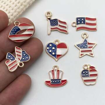 Godtemrow 2Pcs 4th of July Belly Button Rings American Flag Dangle Star for Women 14G 316L Stainless Steel Hypoallergenic Belly Piercing Jewelry (National Flag)