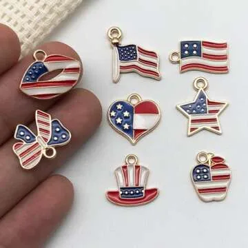 Godtemrow 2Pcs 4th of July Belly Button Rings American Flag Dangle Star for Women 14G 316L Stainless Steel Hypoallergenic Belly Piercing Jewelry (National Flag)