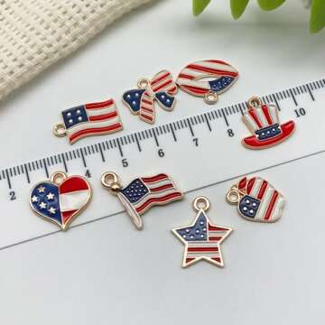 Godtemrow 2Pcs 4th of July Belly Button Rings American Flag Dangle Star for Women 14G 316L Stainless Steel Hypoallergenic Belly Piercing Jewelry (National Flag)