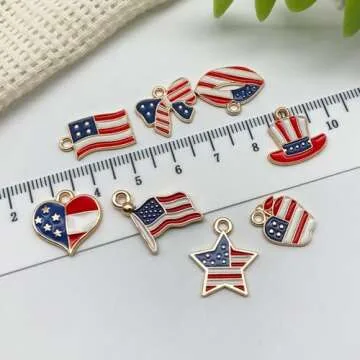 Godtemrow 2Pcs 4th of July Belly Button Rings American Flag Dangle Star for Women 14G 316L Stainless Steel Hypoallergenic Belly Piercing Jewelry (National Flag)