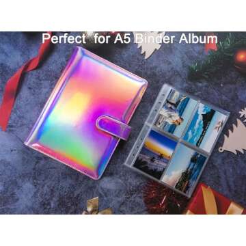 40 Pack 320 Pockets 6 Ring A5 Binder Sleeves,2.5x3.5”Photocard Sleeves,Double-Sided 4 Pocket Kpop Photocard Page Protector,Ultra-Clear Trading Card Sleeve Sheets for Game Cards,Photocard