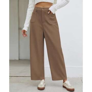 GRAPENT Brown High Waisted Pants Work Pants for Women 2024 Women Baggy Pants Business Casual Clothes...