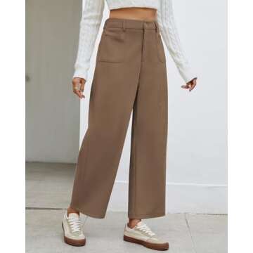 GRAPENT Brown High Waisted Pants Work Pants for Women 2024 Women Baggy Pants Business Casual Clothes for Women Teacher Pants Women's Business Casual Clothing Brown Size XX-Large US Size 20 to Size 22