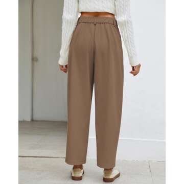 GRAPENT Brown High Waisted Pants Work Pants for Women 2024 Women Baggy Pants Business Casual Clothes for Women Teacher Pants Women's Business Casual Clothing Brown Size XX-Large US Size 20 to Size 22