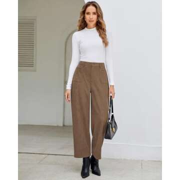 GRAPENT Brown High Waisted Pants Work Pants for Women 2024 Women Baggy Pants Business Casual Clothes for Women Teacher Pants Women's Business Casual Clothing Brown Size XX-Large US Size 20 to Size 22