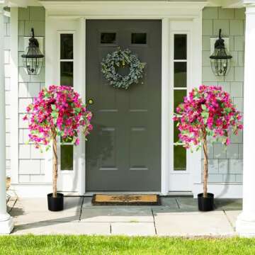 SAFEPLUS 4.5FT Bougainvillea Artificial Tree, Tall Fake Floor Plant for Indoor Outdoor Décor