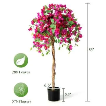 SAFEPLUS 4.5FT Bougainvillea Artificial Tree, Tall Fake Floor Plant for Indoor Outdoor Décor
