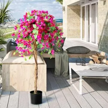SAFEPLUS 4.5FT Bougainvillea Artificial Tree, Tall Fake Floor Plant for Indoor Outdoor Décor