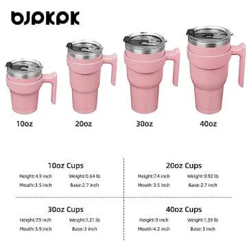 BJPKPK 40 oz Tumbler With Handle And Straw Stainless Steel Insulated Tumbler With Lid Reusable Metal Coffee Cups,Light Pink