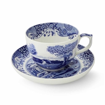Spode Blue Italian Jumbo Cup & Saucer | 20oz Capacity - Perfect for Coffee & Tea Lovers
