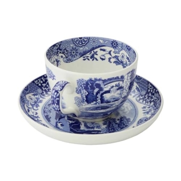 Spode Blue Italian Jumbo Cup & Saucer - 20oz Elegance