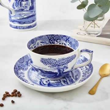 Spode Blue Italian Jumbo Cup & Saucer - 20oz Elegance