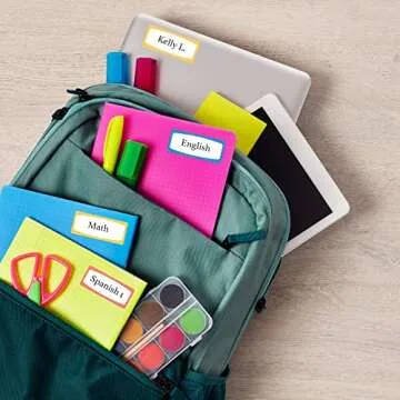 Avery(R) Durable Labels for Kids' Gear, 3/4" x 1-3/4", Assorted Border Colors, Water-Resistant Labels, 60 Rectangle Labels Total (41442)