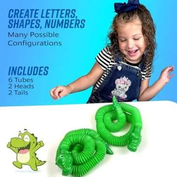 Pop Tubes Gator Pop Tube - Sensory Tubes Fidget Toy - Fun Alligator Toys for Toddlers & Kids All Ages - Best Fidgets Popping Fidget Sensory Toys for Boys & Girls - Party Favor Gifts