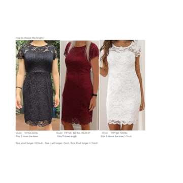 ODCOCD Women's Lace Dress/Cocktail Party Dress/Wedding Guest Bridesmaid Dresses/Homecoming Dress (US, Alpha, Small, Regular, Regular, Black)