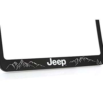 Jeep Black Plastic License Plate Frame Holder - Let The Adventure Begin