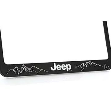 Jeep Black Plastic License Plate Frame Holder - Let The Adventure Begin