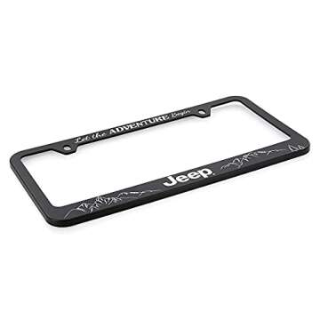 Jeep Black Plastic License Plate Frame Holder - Let The Adventure Begin