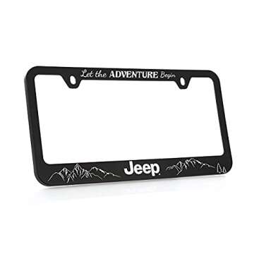 Jeep Black Plastic License Plate Frame Holder - Let The Adventure Begin