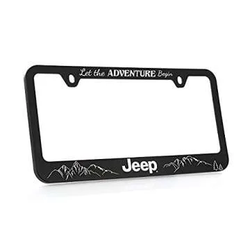 Jeep Black Plastic License Plate Frame Holder - Let The Adventure Begin