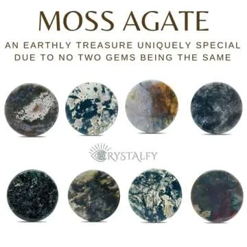 Grips by CRYSTALFY Moss Agate Natural Edge Crystal Phone Grip Holder & Expanding Kickstand - Natural Gemstone Swappable Top Accessory for iPhone, iPad, Kindle & Mobile Devices