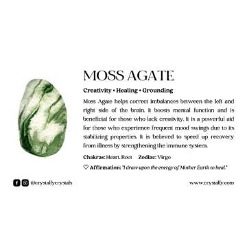 Grips by CRYSTALFY Moss Agate Natural Edge Crystal Phone Grip Holder & Expanding Kickstand - Natural Gemstone Swappable Top Accessory for iPhone, iPad, Kindle & Mobile Devices