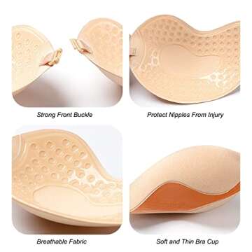 Sticky Bra Invisible Push up Bra Reusable Adhesive Bra for Backless Dresses Strapless Sticky Boobs Push up Bra for Women with Soft Silicone Nipple Covers Set C