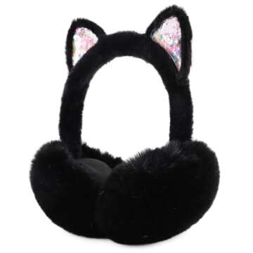PESAAT Fluffy Ear Muff for Women Plush Foldable Earmuffs Kids Winter Earmuffs Girls Boys Cold Weathe...