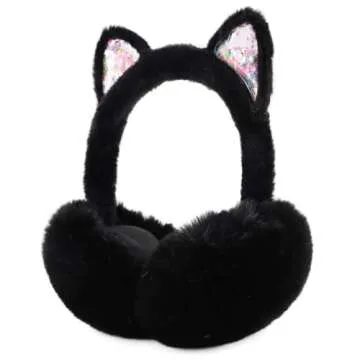 PESAAT Fluffy Ear Muff for Women Plush Foldable Earmuffs Kids Winter Earmuffs Girls Boys Cold Weathe...