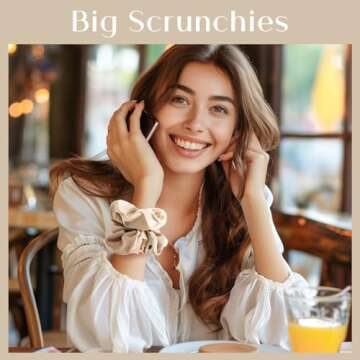 Lolalet Big Scrunchies for Women, 5.9 Inch Large Satin Scrunchies Jumbo Oversized Elastic Hair Ties Extra Large Giant Hair Bands -4 Pack, Style B