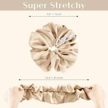 Lolalet Big Scrunchies for Women, 5.9 Inch Large Satin Scrunchies Jumbo Oversized Elastic Hair Ties Extra Large Giant Hair Bands -4 Pack, Style B