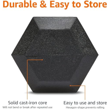 Amazon Basics 15lb Rubber Hex Dumbbell - Versatile Weight Training