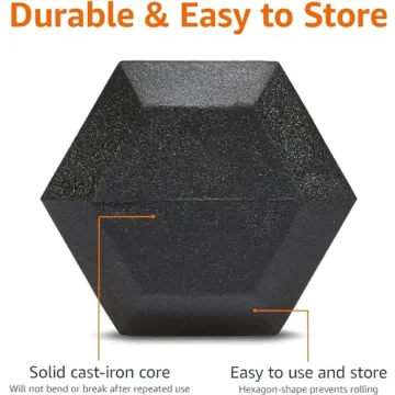 Amazon Basics 15lb Rubber Hex Dumbbell - Versatile Weight Training