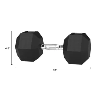 Amazon Basics 15lb Rubber Hex Dumbbell - Versatile Weight Training