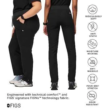 FIGS YOLA High Waisted Skinny Scrub Pants for Women - Black, Regular M