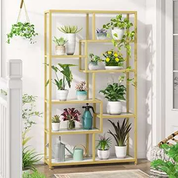 Tribesigns Gold 8-Open Shelf Etagere Bookcase for Home Office