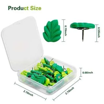 30 Pcs Green Leaves Decorative Push Pins for Any Occasion