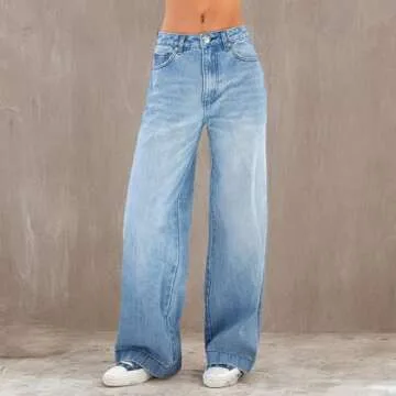 Women High Waisted Pants Wide Leg Denim Jeans for Summer Stylish Casual Use