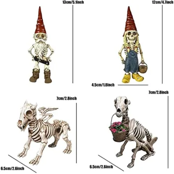 EJWCIG Zombie Gnome Skeleton Figurines for Quirky Decor